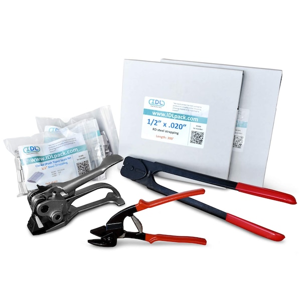 Idl Packaging 1/2" Steel Strapping Kit, 600 Ft. for Round Packages R.SSK.12.600 - main